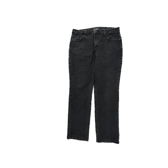 Lee Relaxed Fit Straight Leg High Rise Women's size 14P Black Denim Jeans - Picture 1 of 5